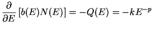 $\displaystyle \frac{\partial}{\partial E} \left[ b(E) N(E)\right] = - Q (E) = -k E^{-p}$