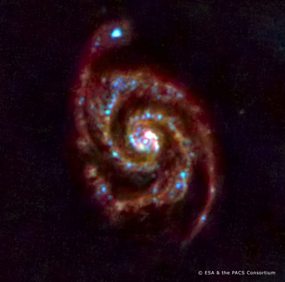 la galassia M51 nella costellazione dei Cani da Caccia ripresa con l’osservatorio Herschel